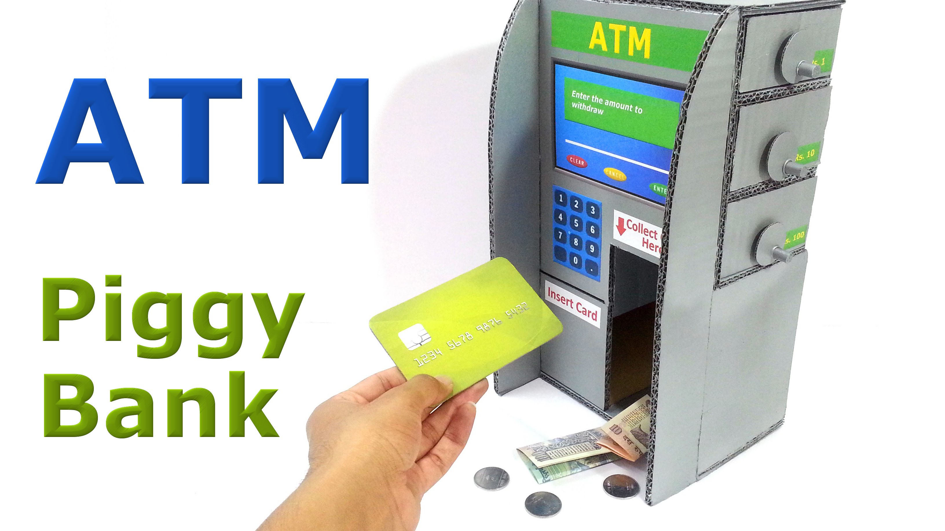Homemade ATM, How to Make ATM Piggy Bank, atm piggy bank, toy atm machine, atm for kins, homemade atm piggy bank, piggy bank for kids, 