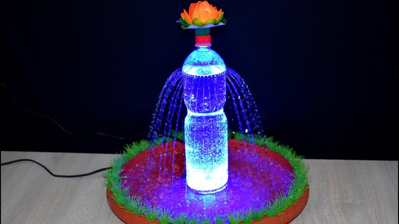 How to make Tabletop Fountain with a Plastic bottle and Led very easy